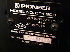 numéro de série Pioneer ctf900