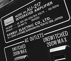 plaque Sansui AU217