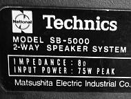 plaque identification TECHNICS SB5000