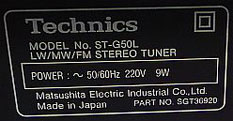 Technics ST-G50-L par Panasonic Matsushita