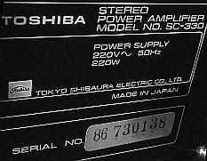 Plaque d'informations Toshiba SC330